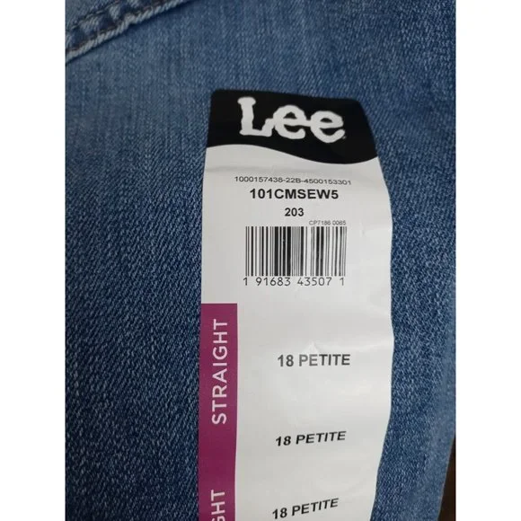 NWT Lee Straight Leg Regular Fit Distressed Whiskered Jeans Size 18P Inseam 25" - Picture 8 of 11
